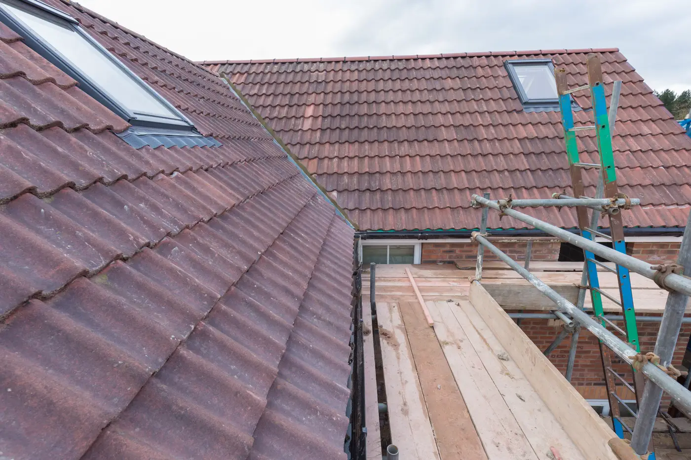 Heritage traditional tile roof renovation scaffolding